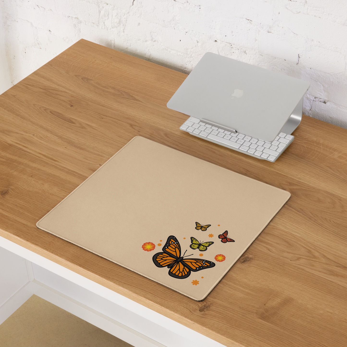 Orange Butterfly Desk Mat