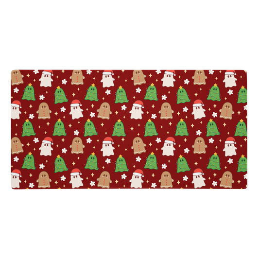 Red Christmas Ghosts Desk Mat
