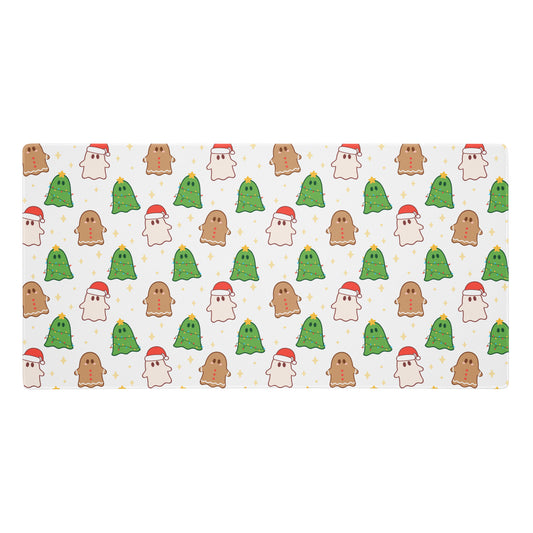 White Christmas Ghost Desk Mat