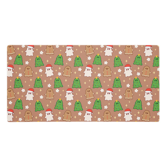 Brown Christmas Ghosts Desk Mat