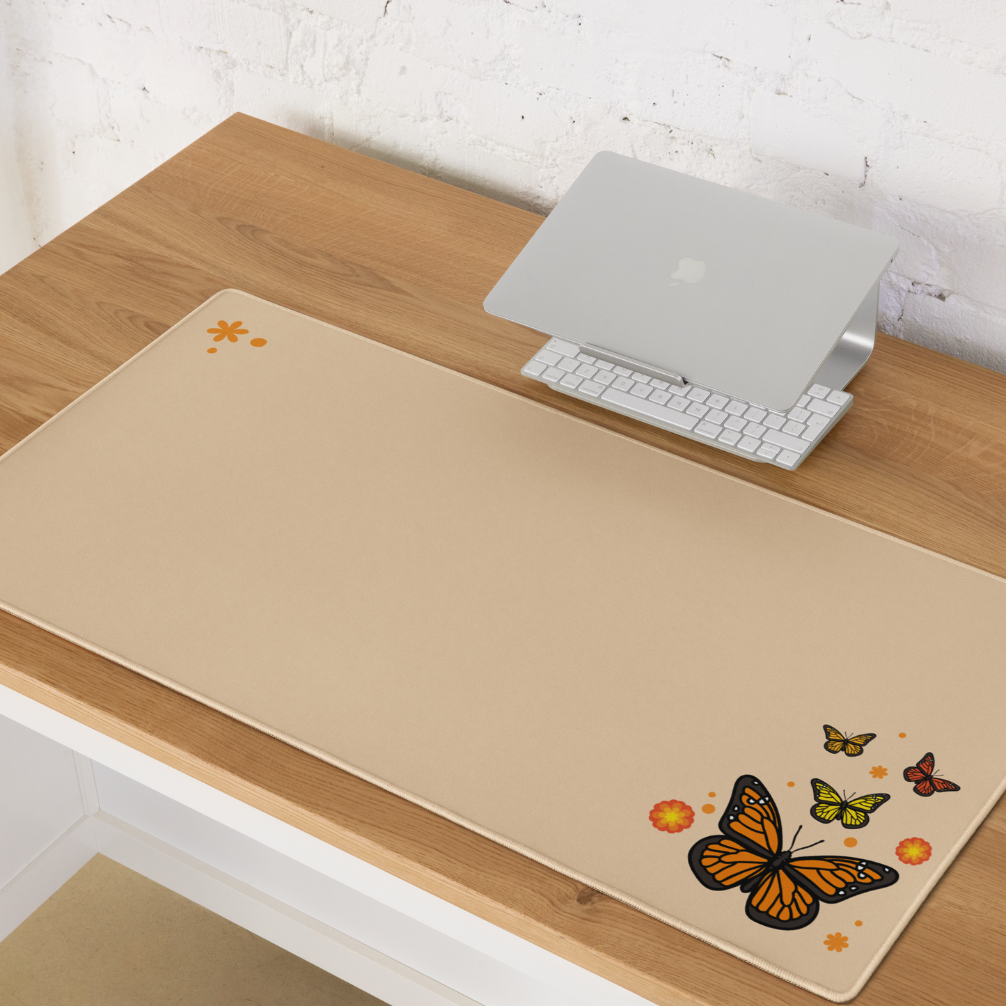 Orange Butterfly Desk Mat